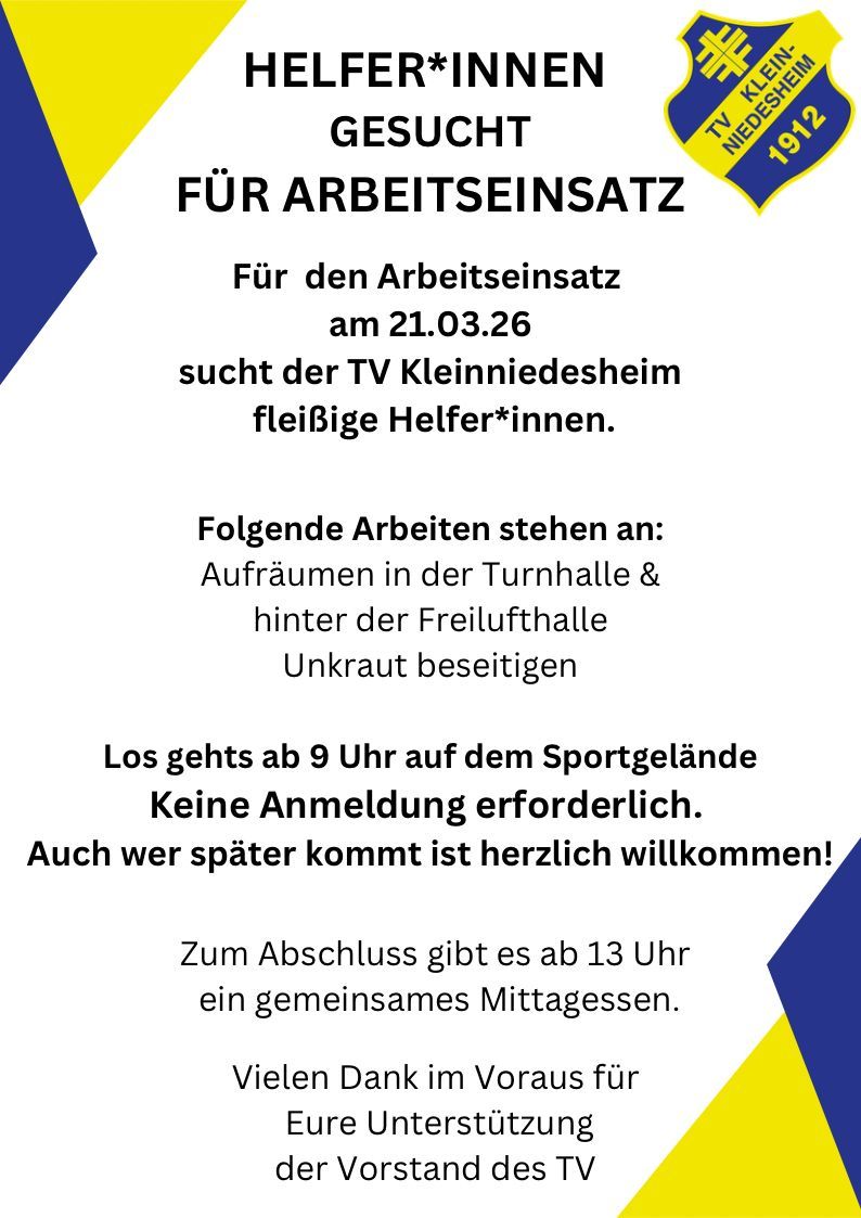 Ankündigung Arbeitseinsatz